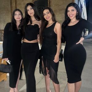 Black long sleeve midi dress